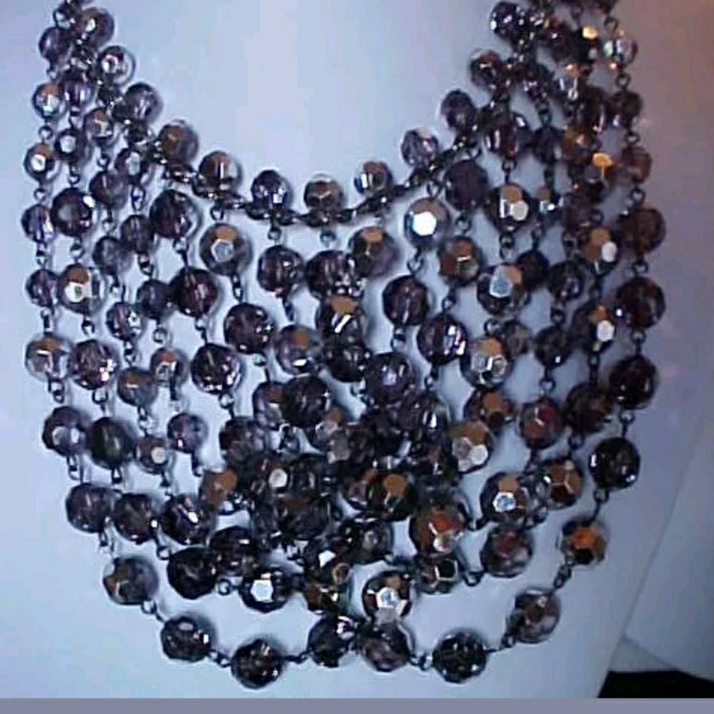 R J Graziano black iridescent bead necklace